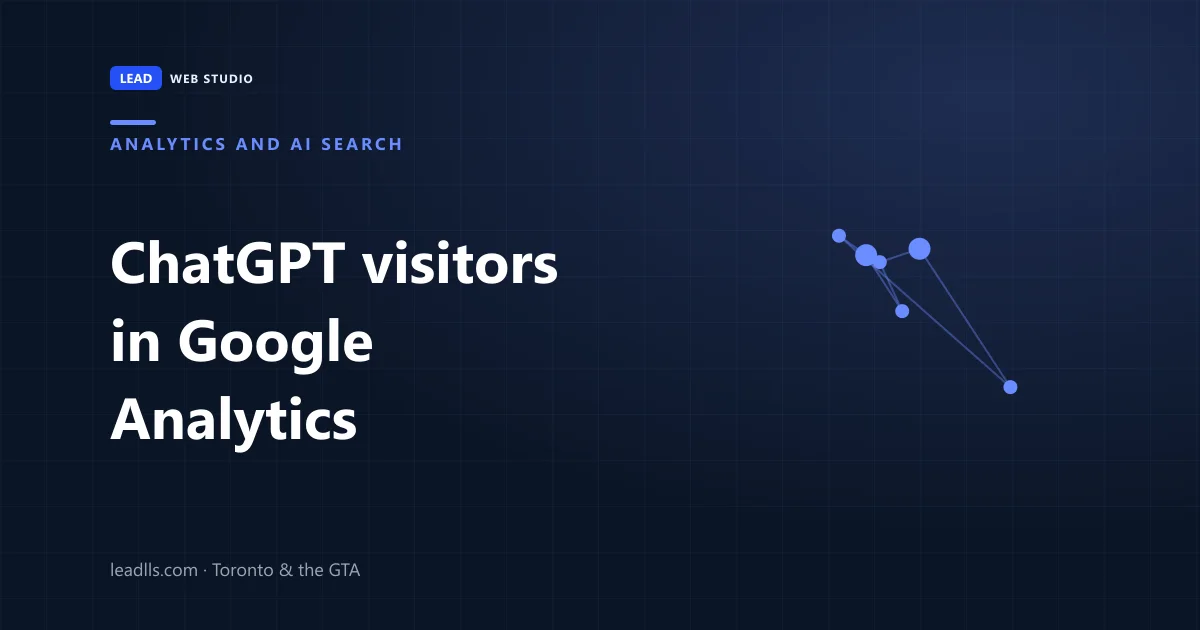 Title card reading ChatGPT visitors in Google Analytics, a guide on analytics and AI search