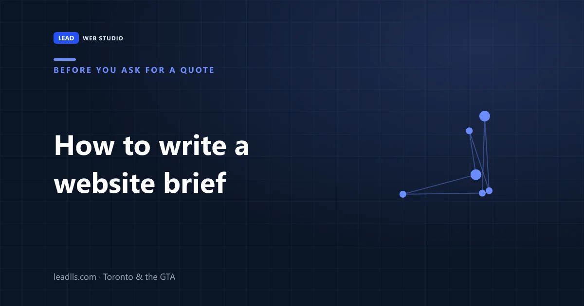 Title card reading how to write a website brief, before you ask for a quote