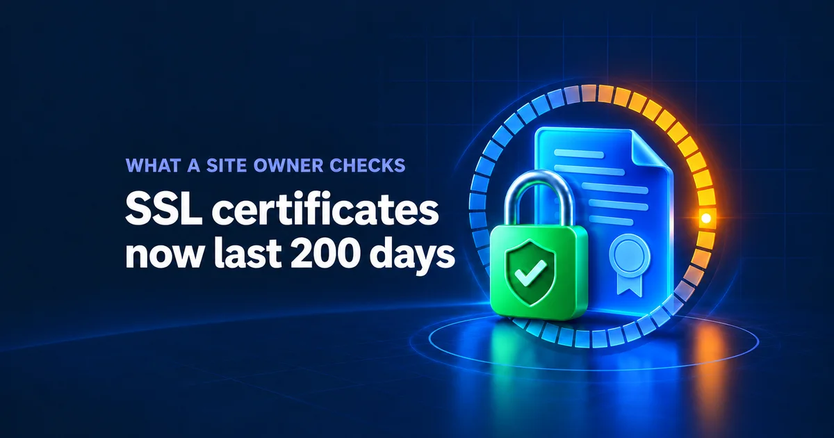Padlock and certificate inside a countdown ring, with the title SSL certificates now last 200 days