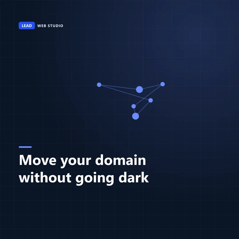 Cover graphic reading: Move your domain without going dark