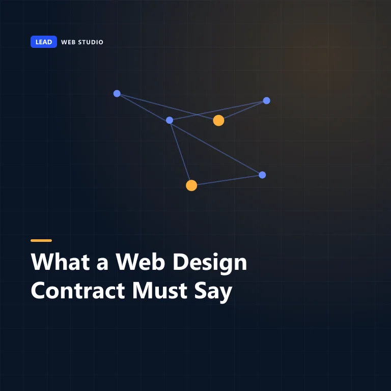 Cover graphic reading: What a web design contract must say