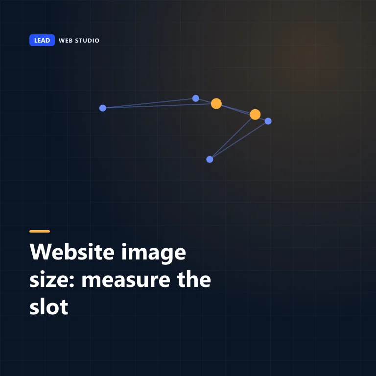 Cover graphic reading: Website image size, measure the slot
