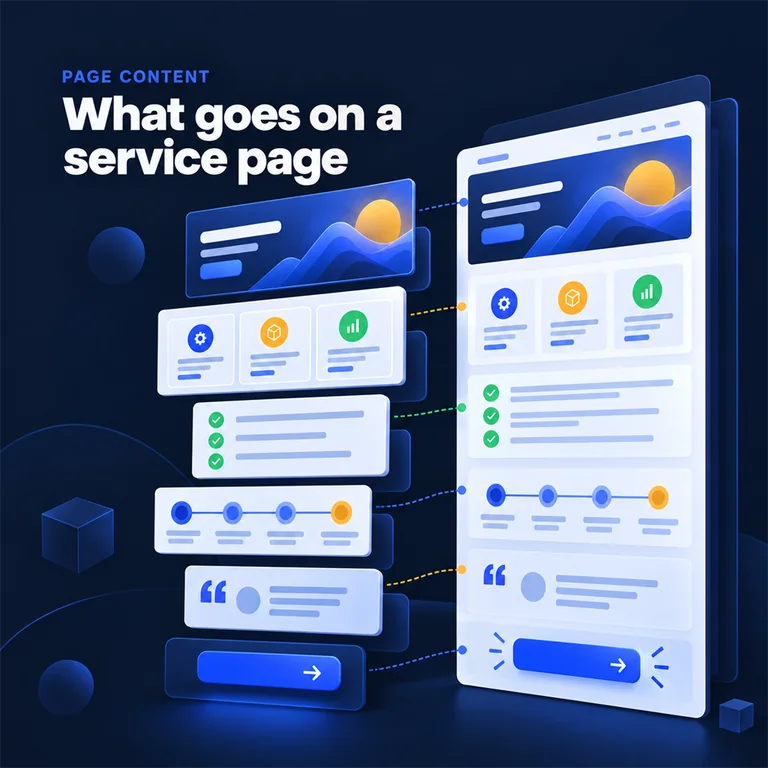 Cover graphic reading: What goes on a service page