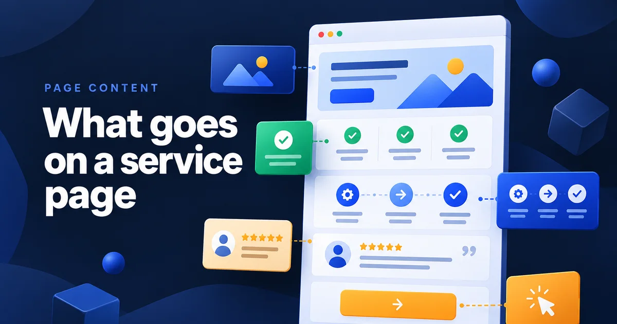 Title card reading What goes on a service page, a guide on page content