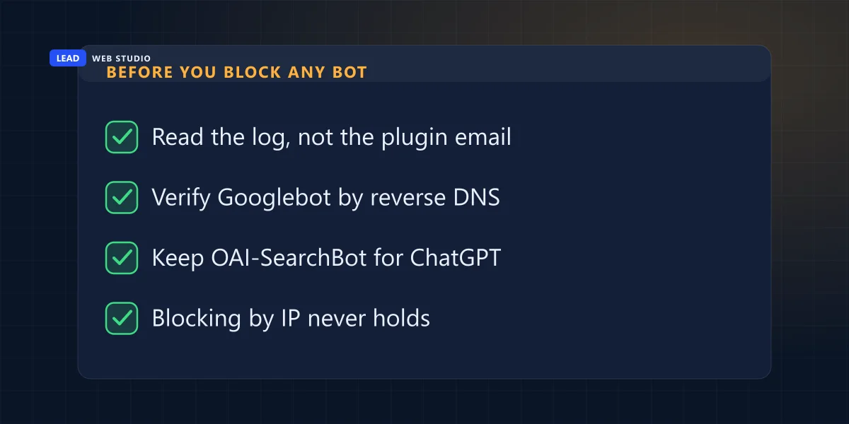 Four checks to run before blocking any crawler on your website