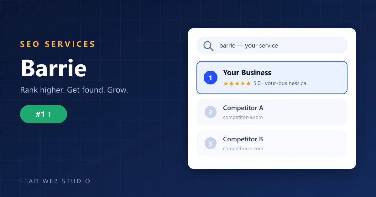 Barrie SEO services — local business ranking number one in Google search results