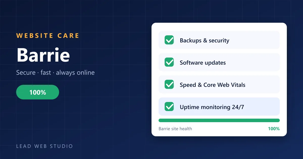 Website maintenance for Barrie businesses β site health checklist at 100 percent