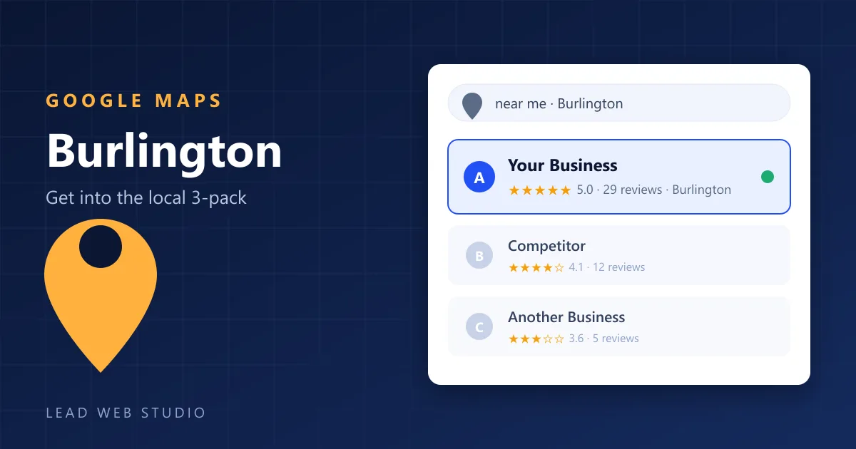 Google Maps 3-pack for a Burlington business — local map pack ranking