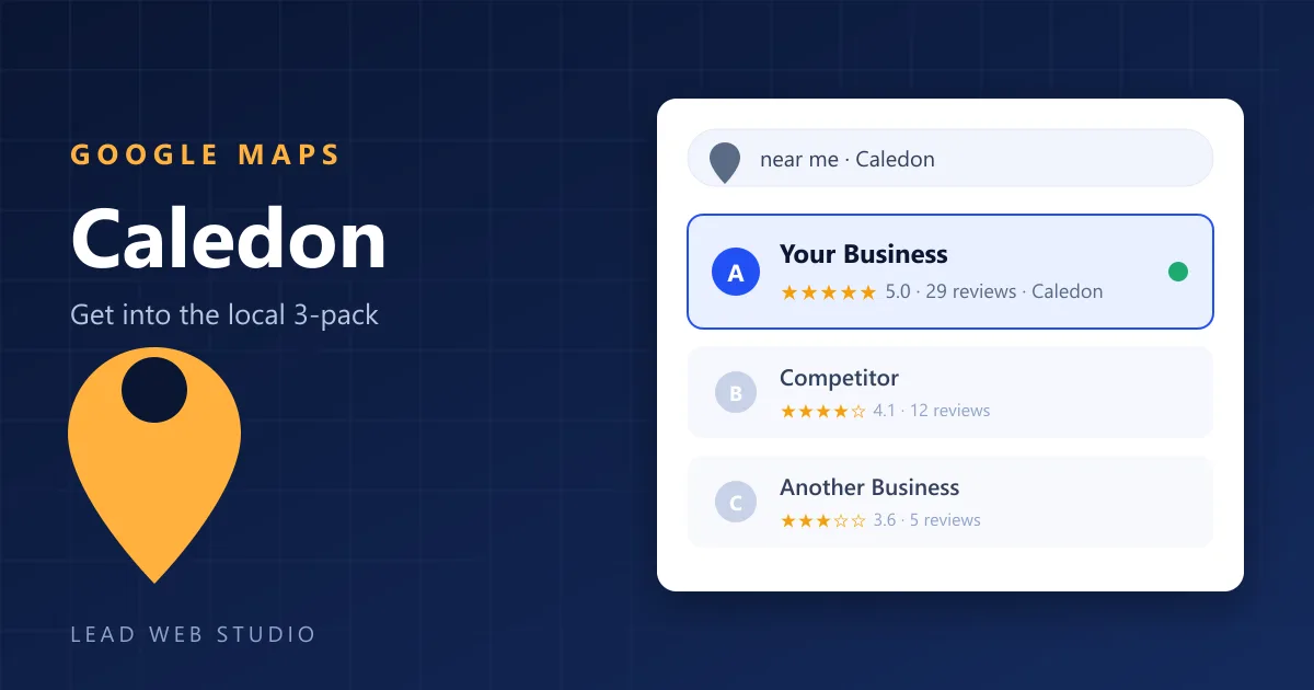 Google Maps 3-pack for a Caledon business — local map pack ranking