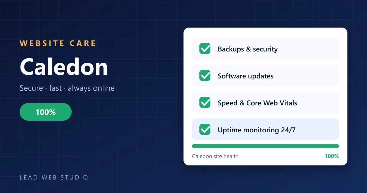Website maintenance for Caledon businesses β site health checklist at 100 percent