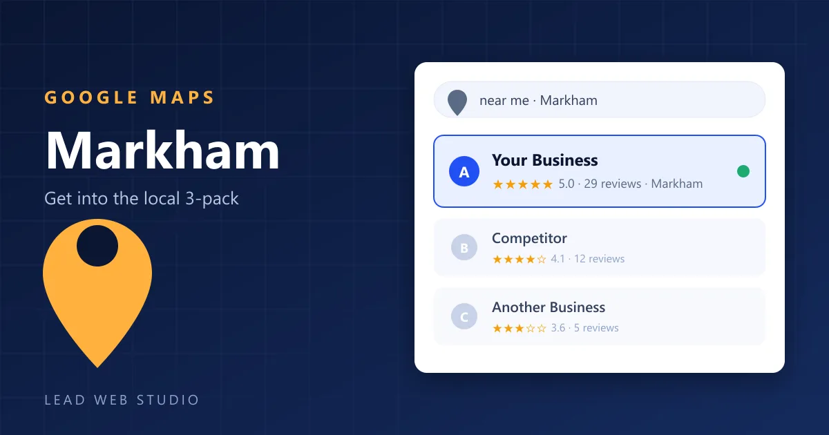 Google Maps 3-pack for a Markham business — local map pack ranking