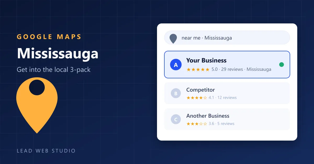 Google Maps 3-pack for a Mississauga business — local map pack ranking
