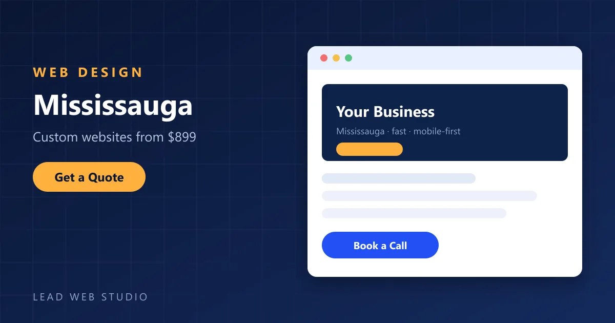 Custom Mississauga web design — modern, mobile-first website concept by Lead Web Studio