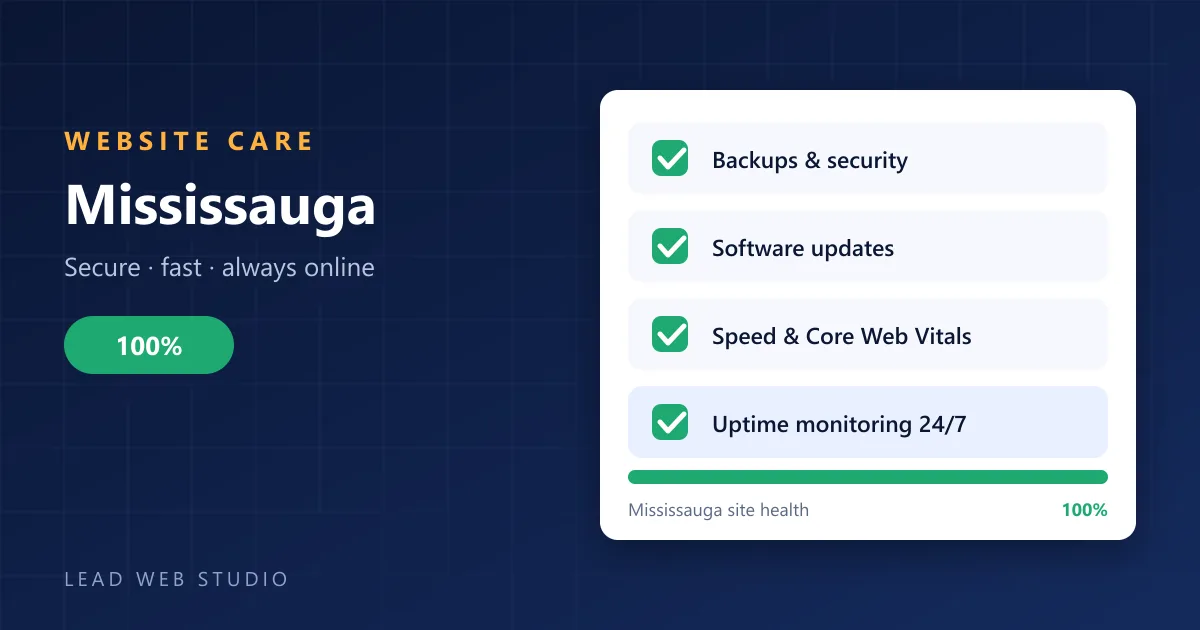 Website maintenance for Mississauga businesses β site health checklist at 100 percent