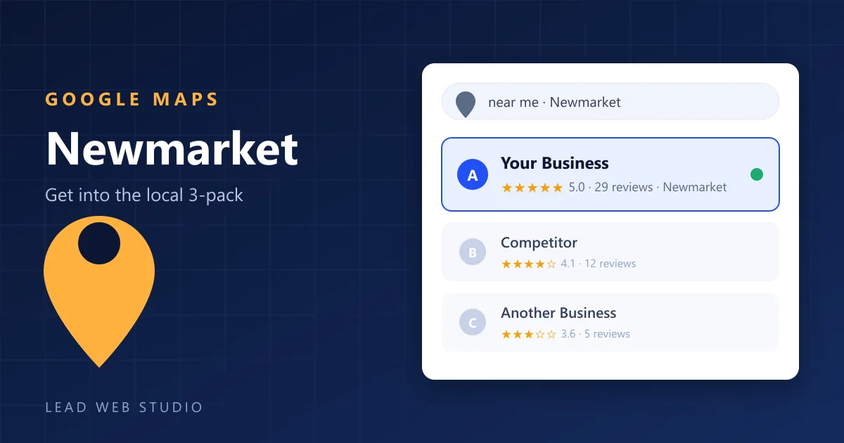 Google Maps 3-pack for a Newmarket business — local map pack ranking