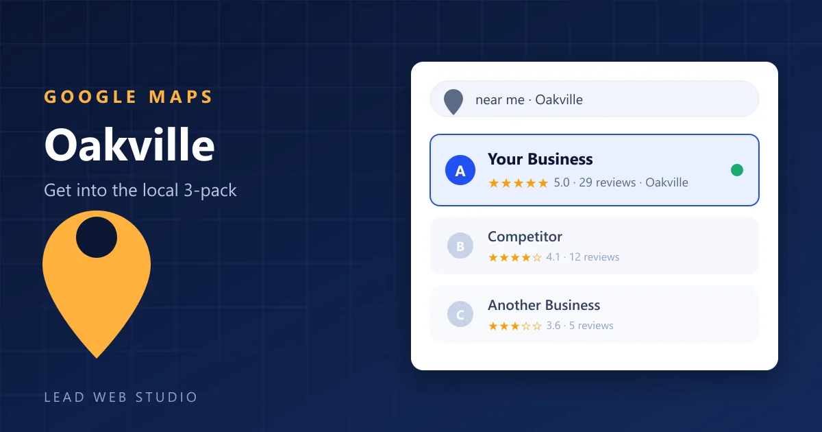 Google Maps 3-pack for a Oakville business — local map pack ranking