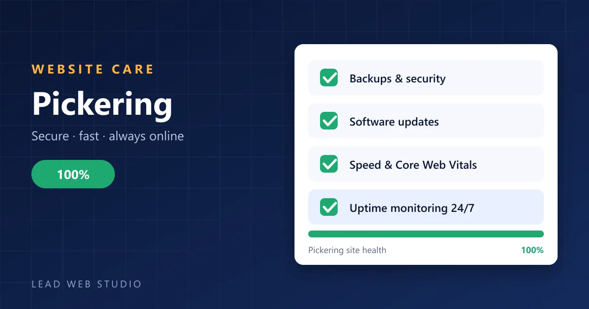 Website maintenance for Pickering businesses β site health checklist at 100 percent