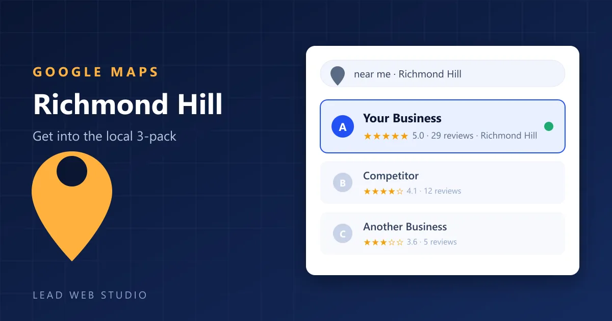 Google Maps 3-pack for a Richmond Hill business — local map pack ranking