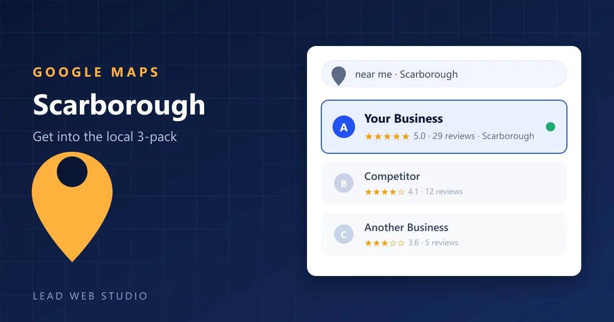 Google Maps 3-pack for a Scarborough business — local map pack ranking