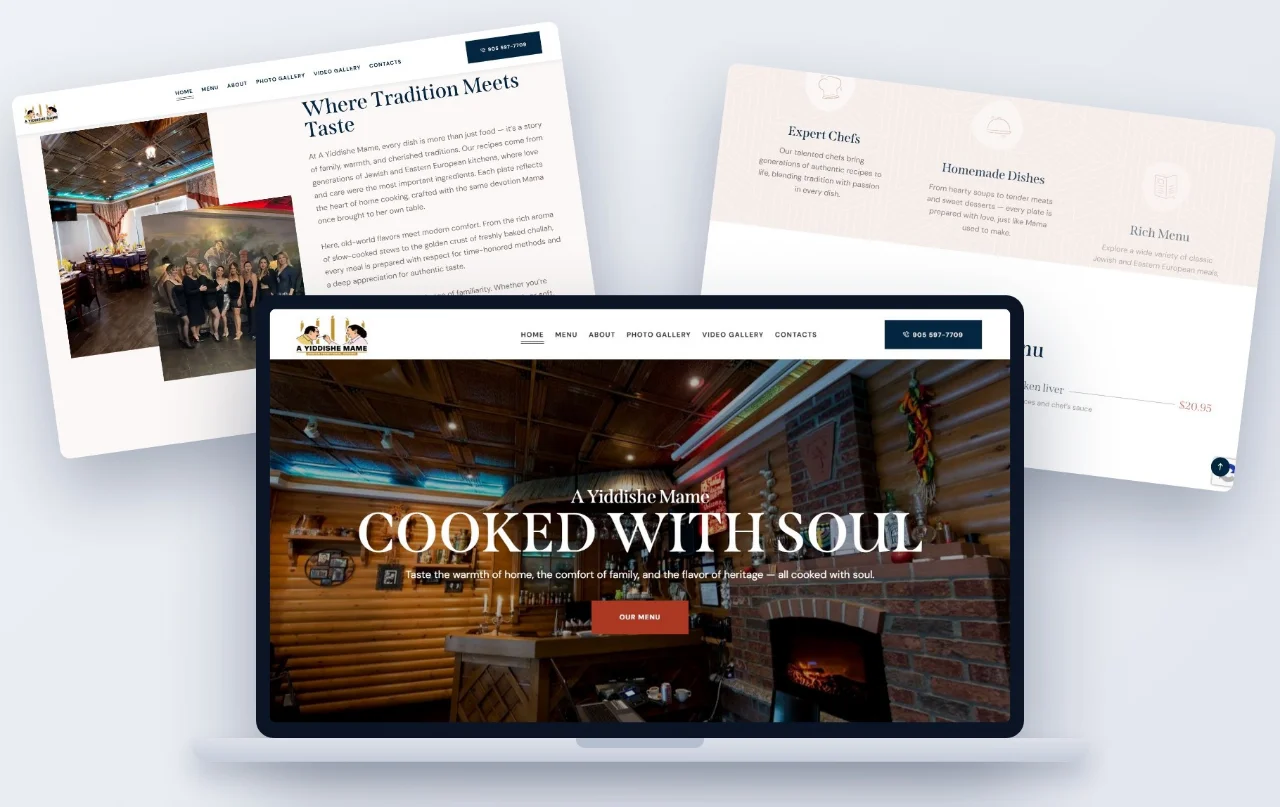 Family restaurant website design — homepage for a traditional Jewish restaurant in Toronto