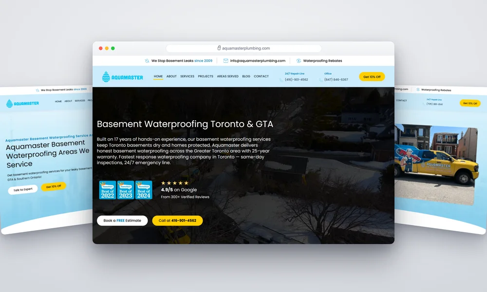 google maps management for a multi-location waterproofing company — homepage, service-area hub and a city page