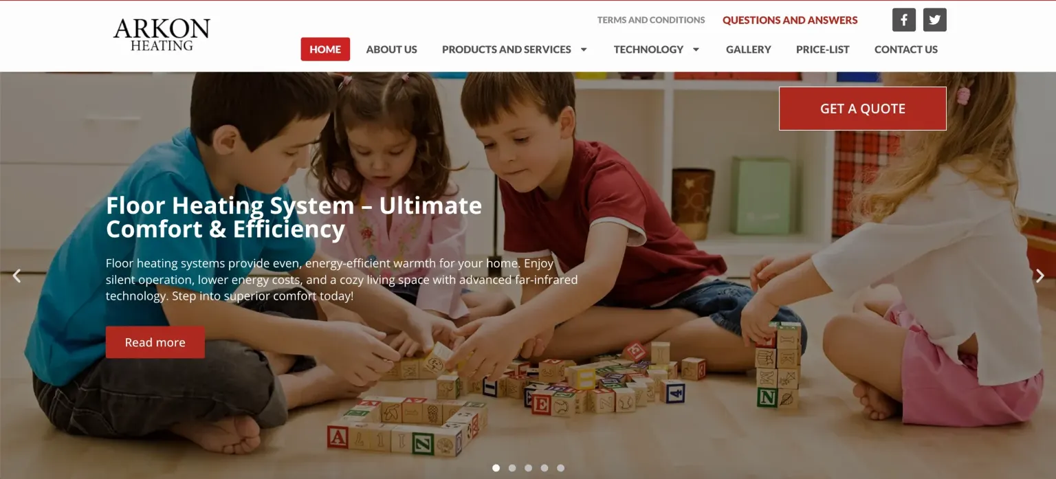 hvac website design — inner page design showing services and conversion elements