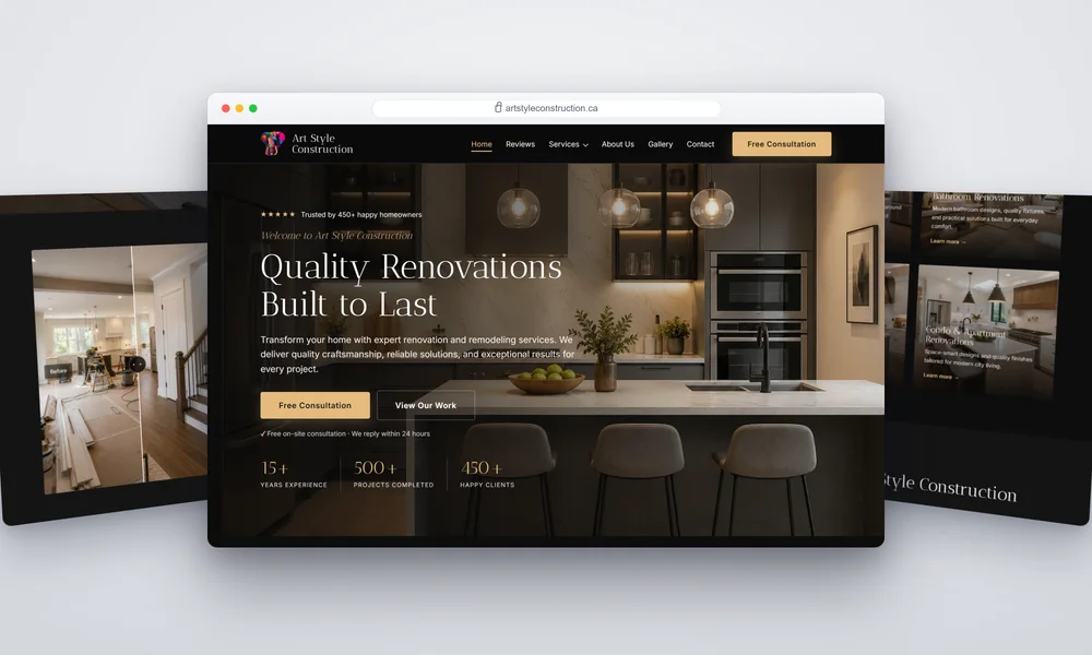 construction company website design — website homepage designed by Lead Web Studio