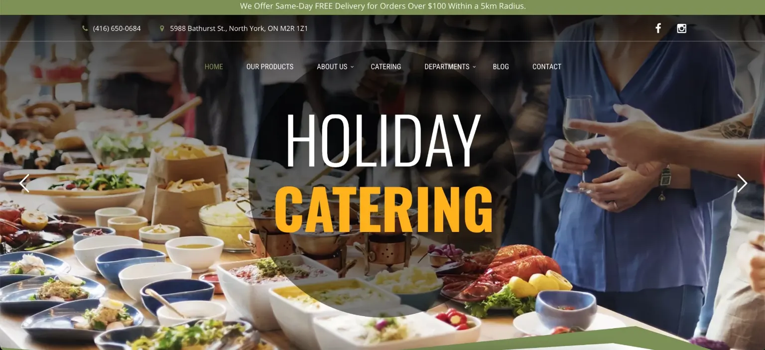 farmers market website design — inner page design showing services and conversion elements