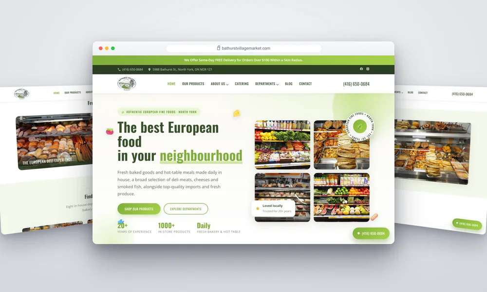 Bathurst Village Market website homepage with local vendors and events