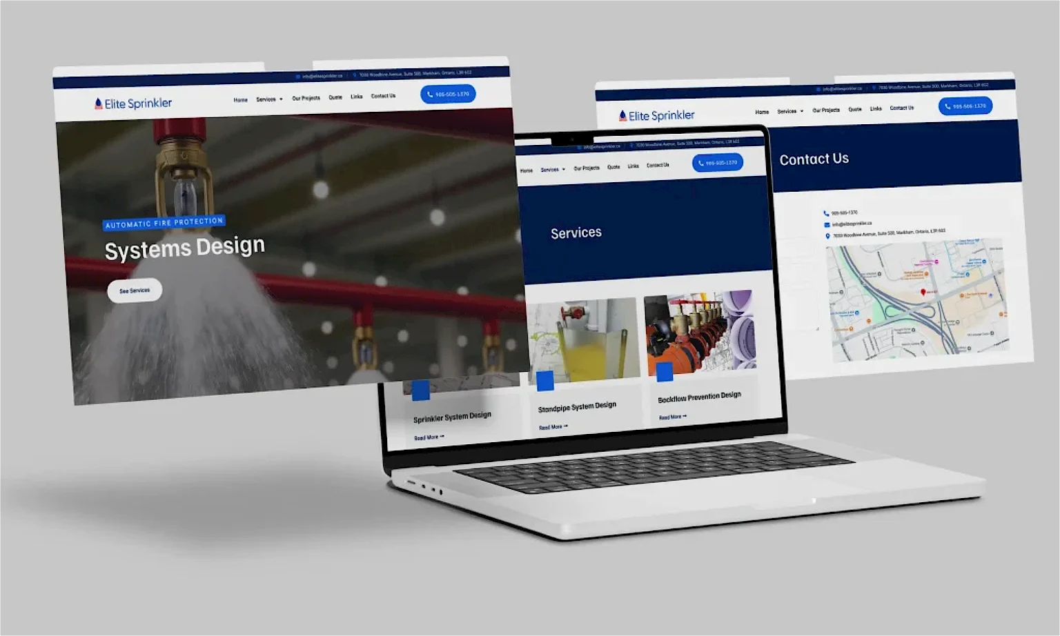 fire protection website design — website homepage designed by Lead Web Studio