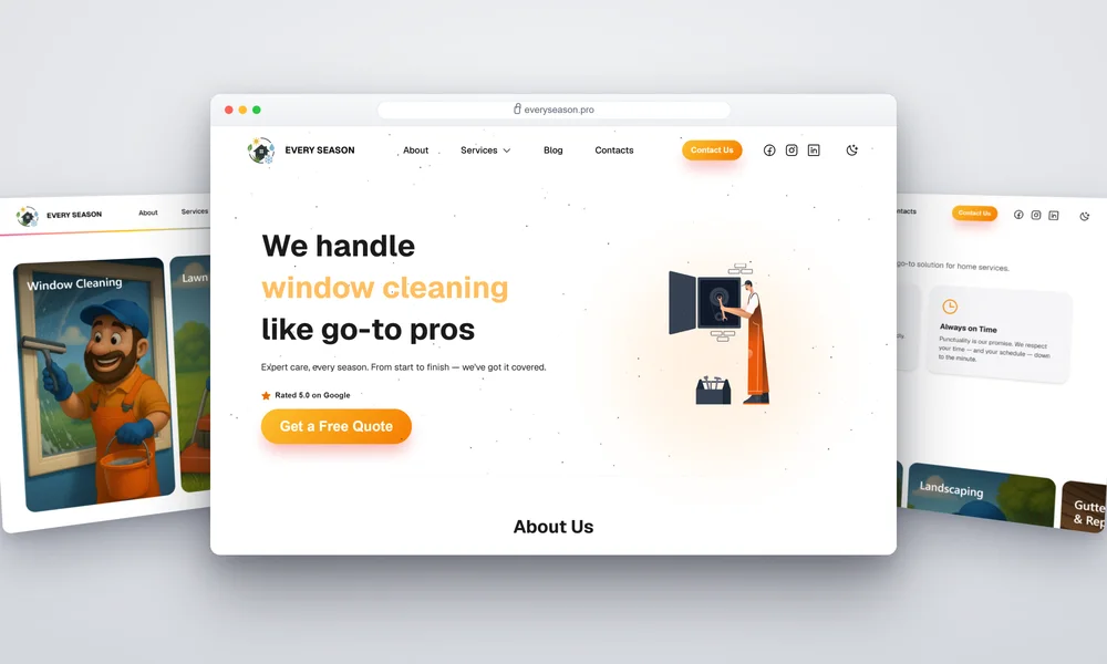 Every Season home services website — homepage for an Oakville cleaning and seasonal maintenance company