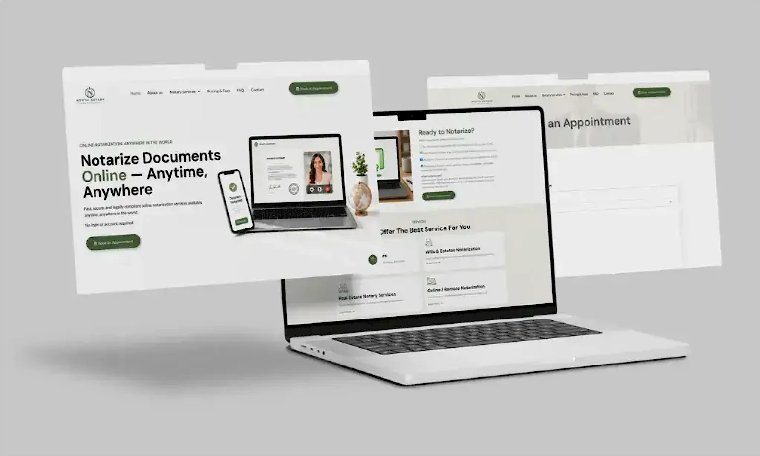 North Notary website homepage with online appointment booking