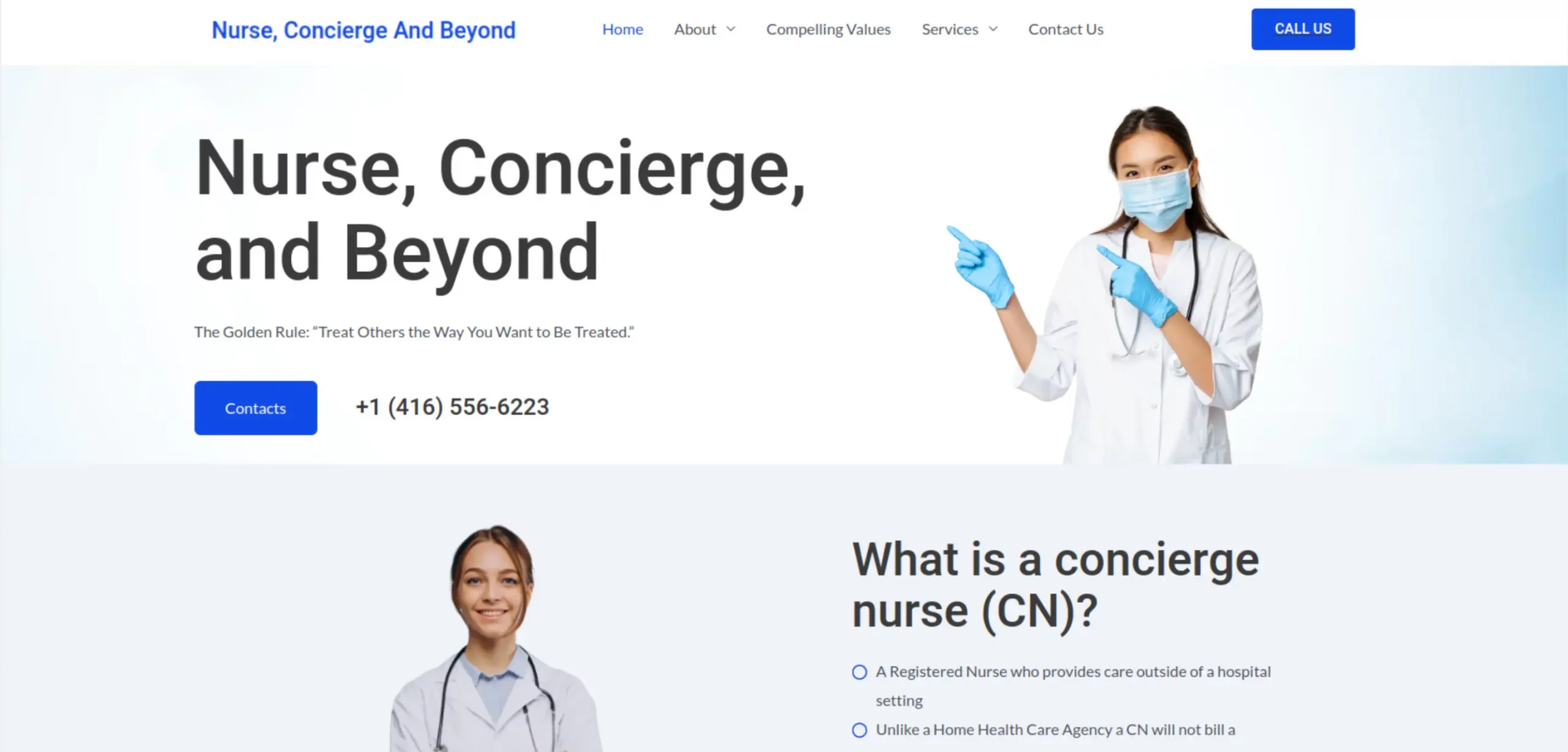home care website design — inner page design showing services and conversion elements