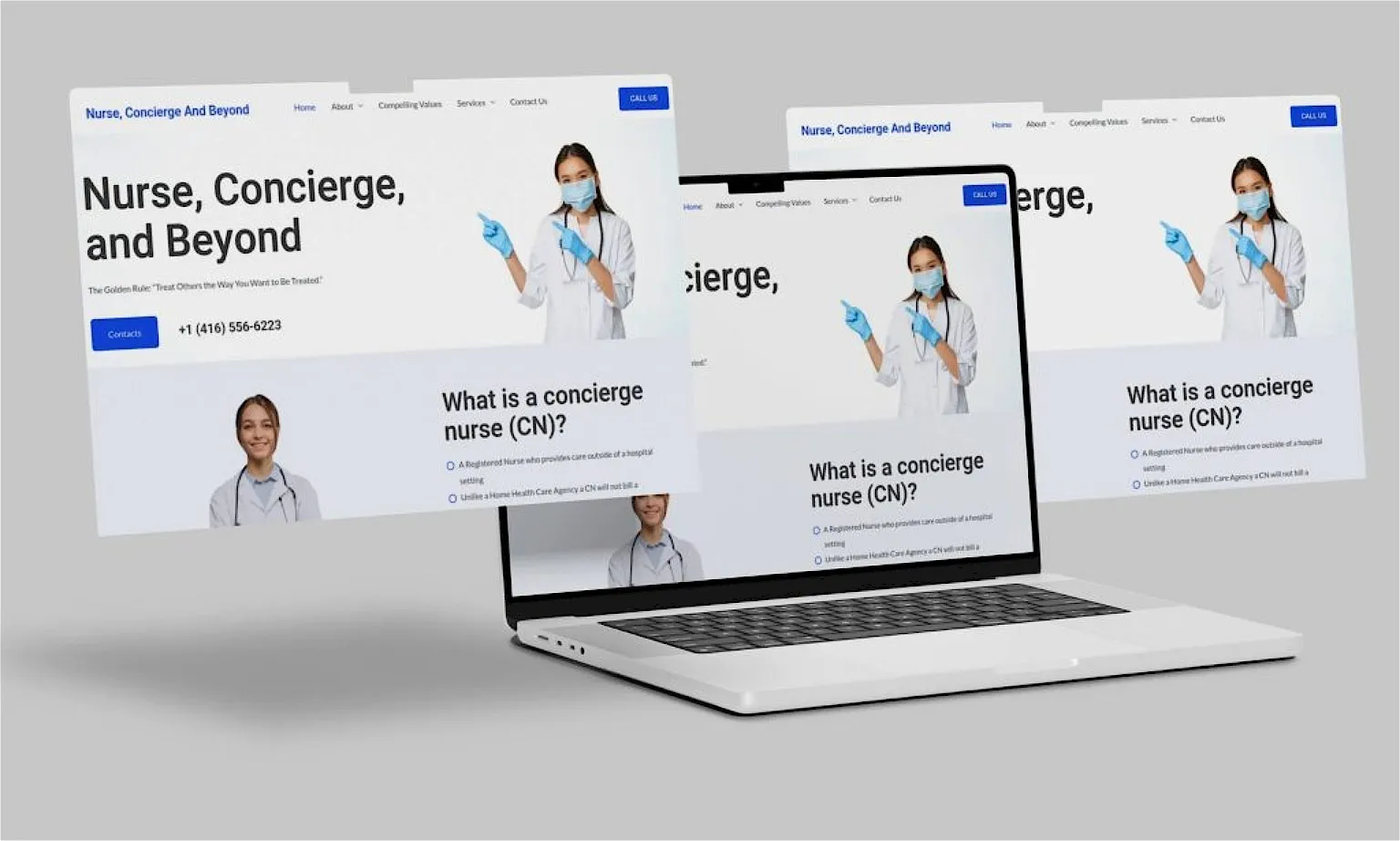 Nurse, Concierge & Beyond website for private nursing services in Toronto