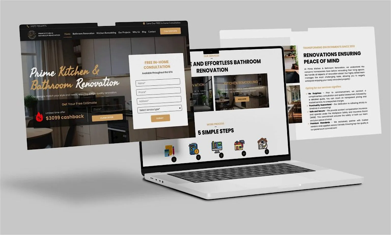 kitchen renovation website design — website homepage designed by Lead Web Studio