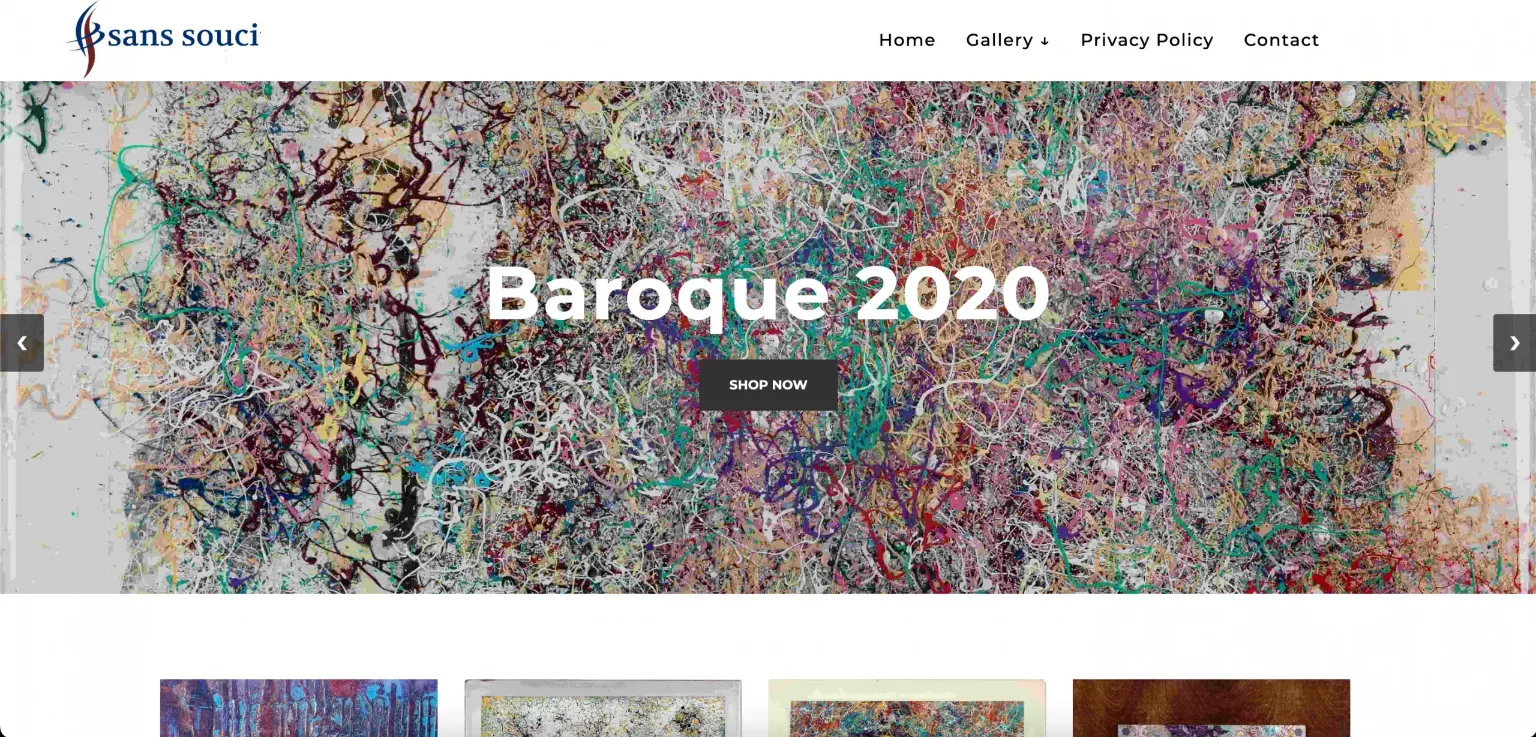 art gallery website design — inner page design showing services and conversion elements