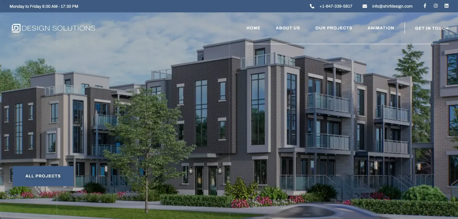 3d rendering website design — inner page design showing services and conversion elements