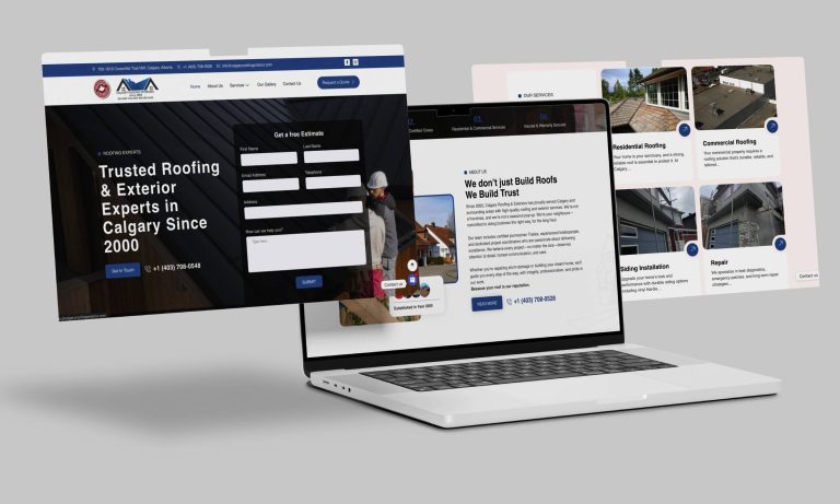 Calgary Roofing & Exteriors website homepage showcasing roofing services