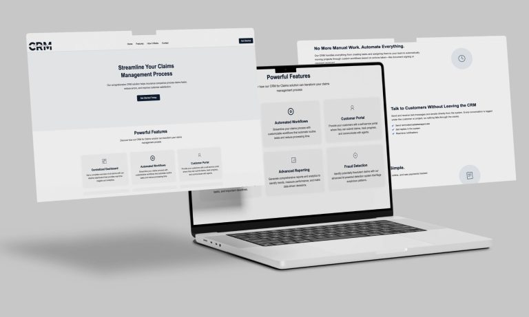 CRM for Claims website homepage showcasing claims management software