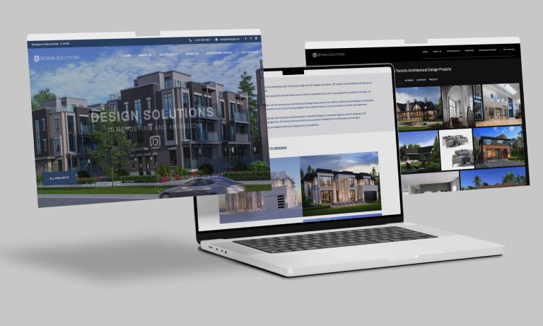 Shirf Design website homepage showcasing 3D rendering and animation services