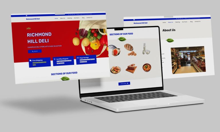 Richmond Hill Deli website homepage showcasing European deli products