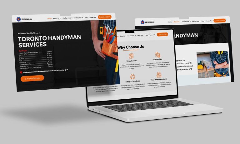 Toronto Handyman Services website homepage showcasing home repair services