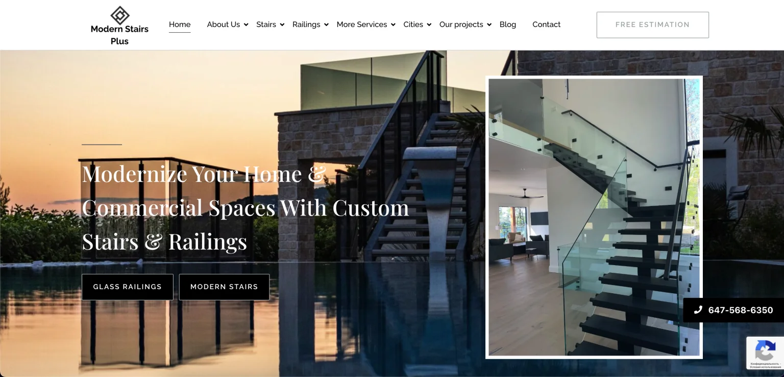 Modern Stairs Plus custom staircases, glass railings, and stair design solutions