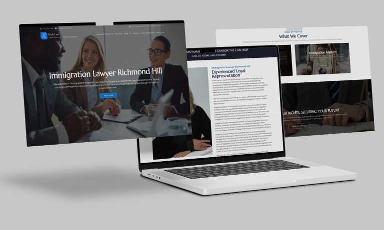 Karb Law website homepage featuring immigration lawyer and criminal law services in Toronto