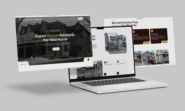 Stucco Wall Systems Ltd. website homepage showcasing exterior renovation services